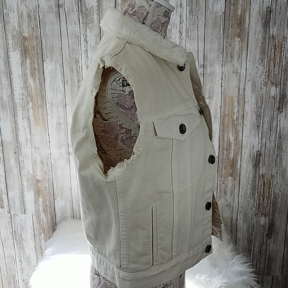 Helmut Lang faux fur trim shrunken denim vest - Picture 5 of 8